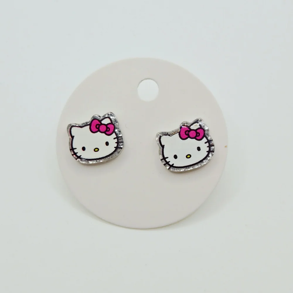 Hello Kitty Silver and Pink Stud Earrings